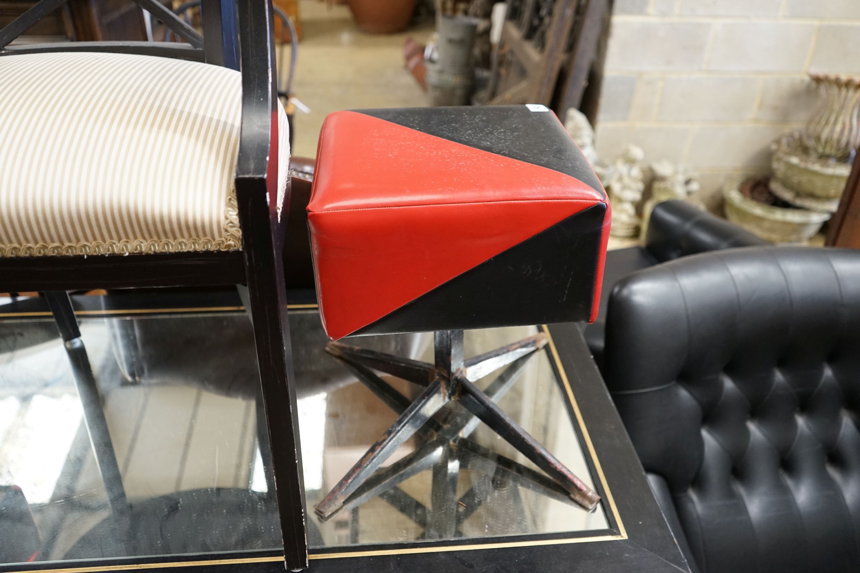 A pair of modern upholstered squared stools, width 35cm, height 40cm